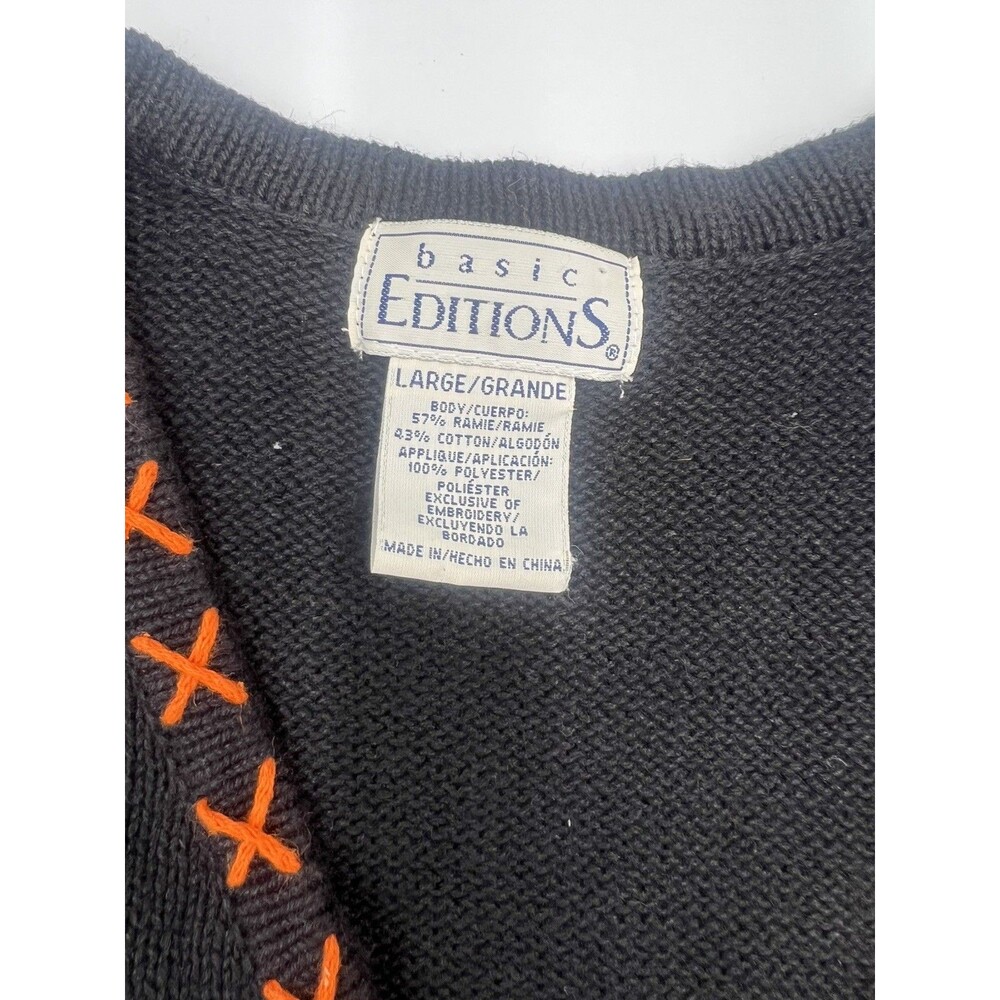 Vintage 90s Basic Editions embroidered Halloween Knit Sweater Vest Grannycore L - Picture 5 of 11